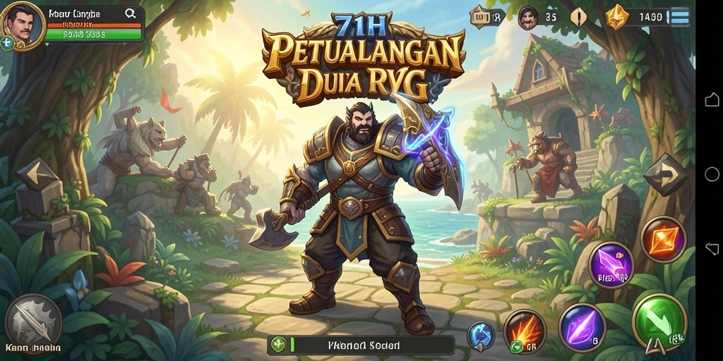 Screenshot gameplay 71H menunjukkan pertarungan mendebarkan di dunia RPG.