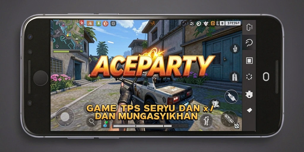 Screenshot utama menampilkan gameplay dinamis TPS di ACEPARTY.
