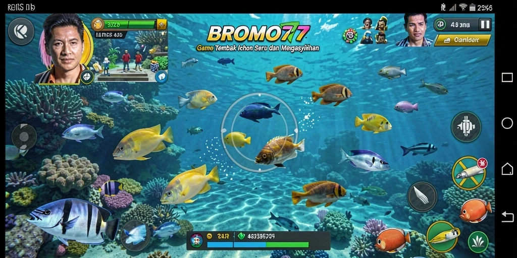 Tampilan gameplay BROMO77 yang seru saat menembak ikan.