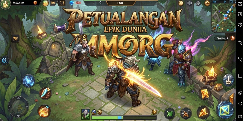 Screenshot utama F08 menunjukkan aksi pertarungan yang seru dalam dunia MMORPG.