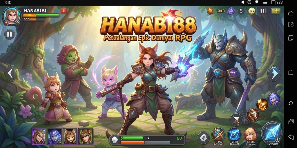 Screenshot utama HANABI88 menampilkan aksi RPG yang mendebarkan.