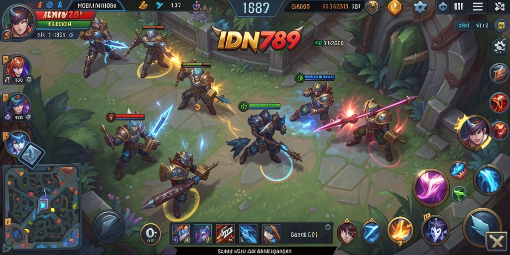 Tampilan gameplay seru di IDN789 dengan aksi MOBA yang menegangkan.