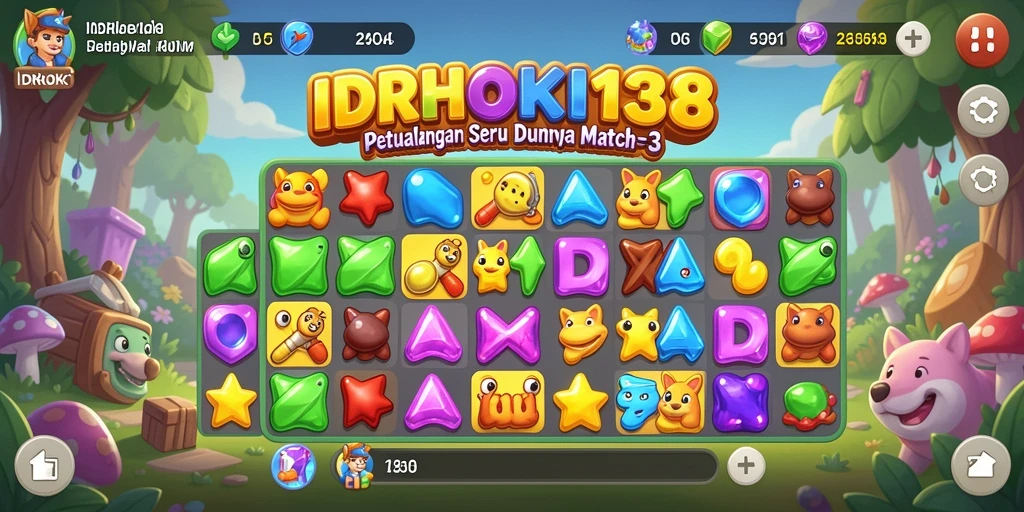 Gameplay seru IDRHOKI138 yang penuh warna dan tantangan Match-3.