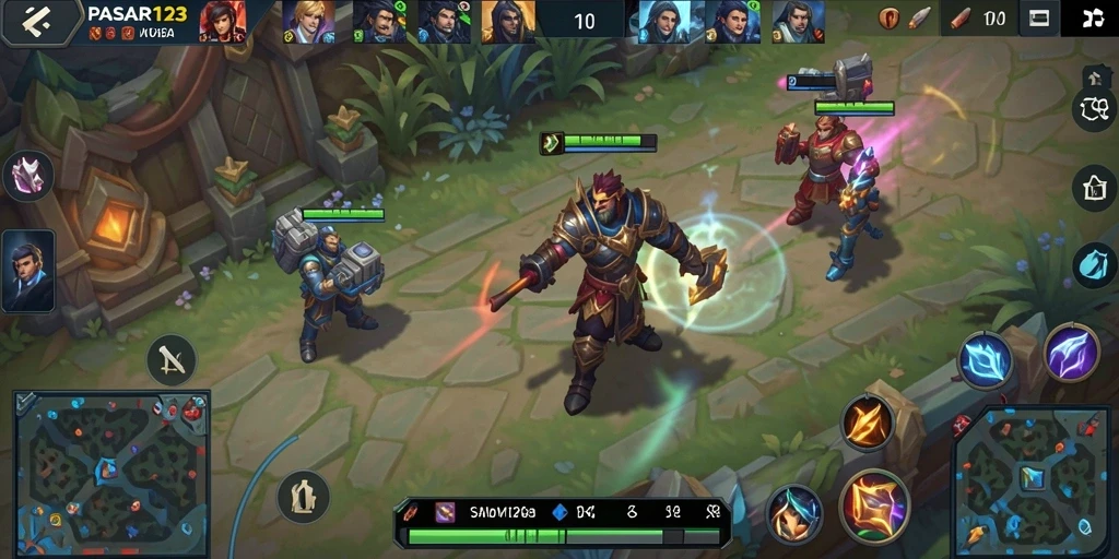 Tangkapan layar utama PASAR123 dengan aksi seru gameplay MOBA.