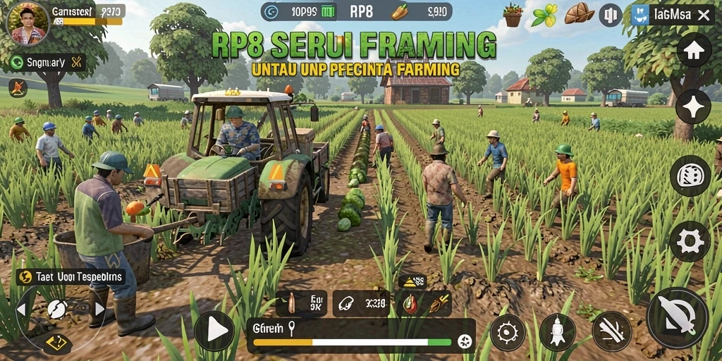 Screenshot menampilkan gameplay Farming yang asyik dan menawan.