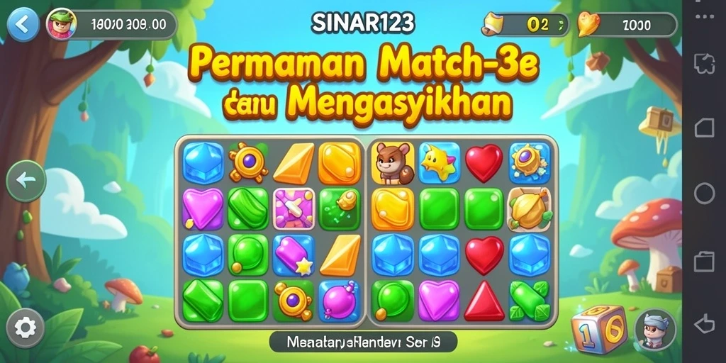 Tangkapan layar dari gameplay dalam SINAR123 menunjukkan keseruan permainan Match-3.