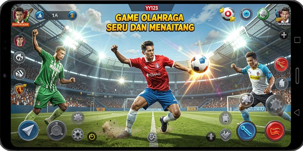 Screenshot gameplay YY123 menampilkan aksi seru dalam pertandingan olahraga.